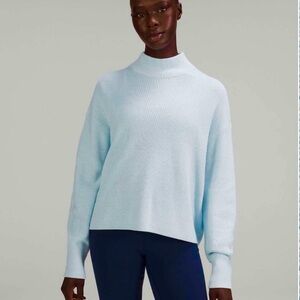 Lululemon Merino Wool Blend Ribbed Turtleneck Sweater Sz 12 Powder Blue